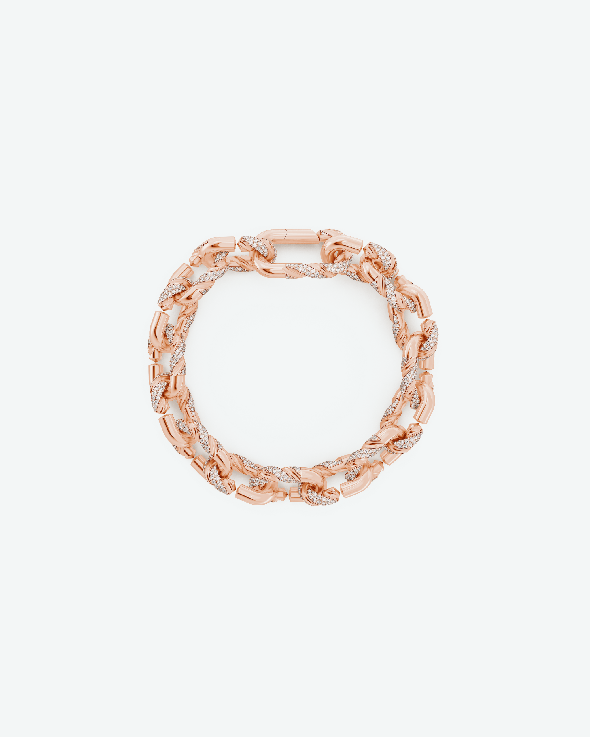 Machina Link Bracelet 4mm in Rose Gold with Diamonds