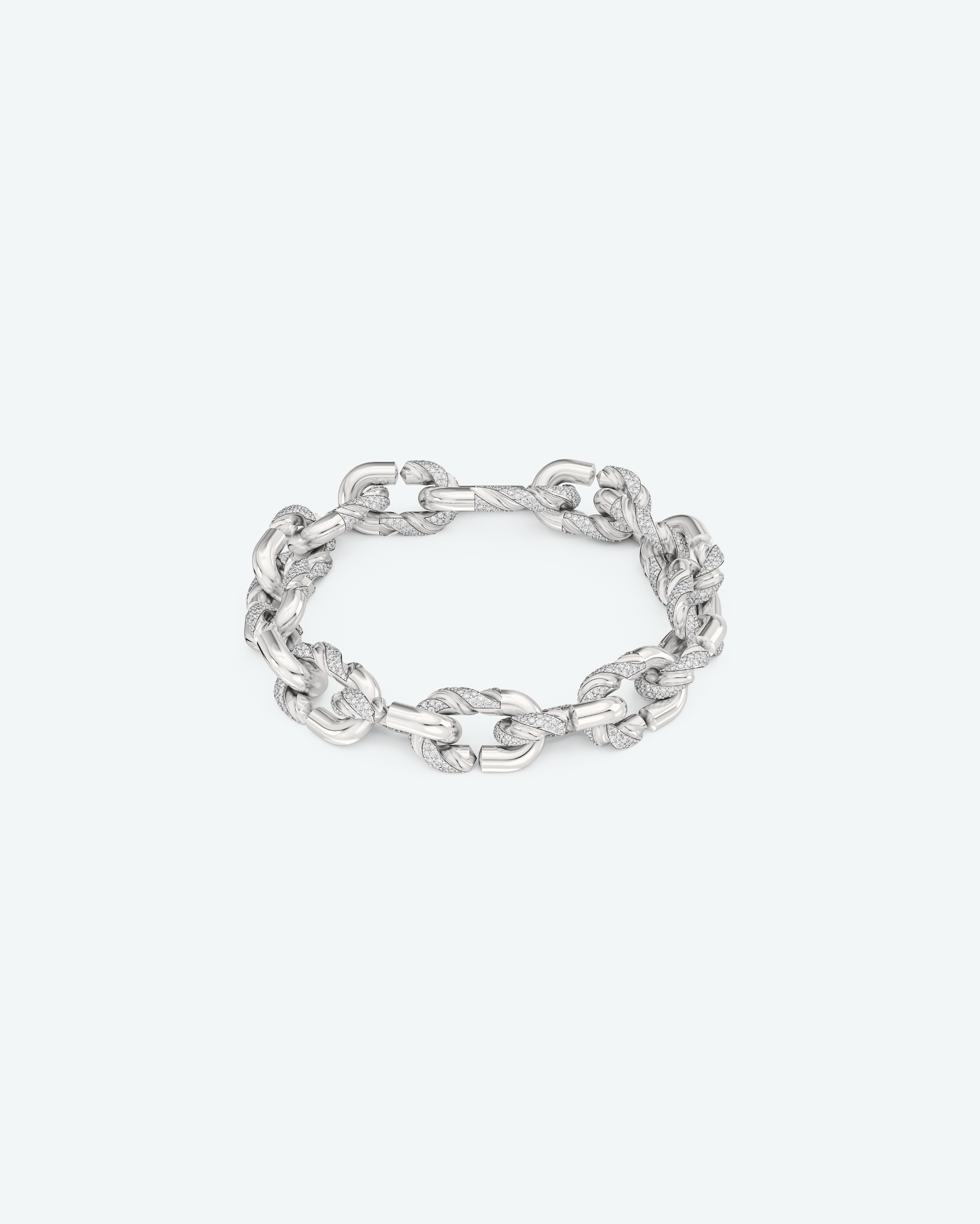 Machina Link Bracelet 4mm in White Gold with Diamonds
