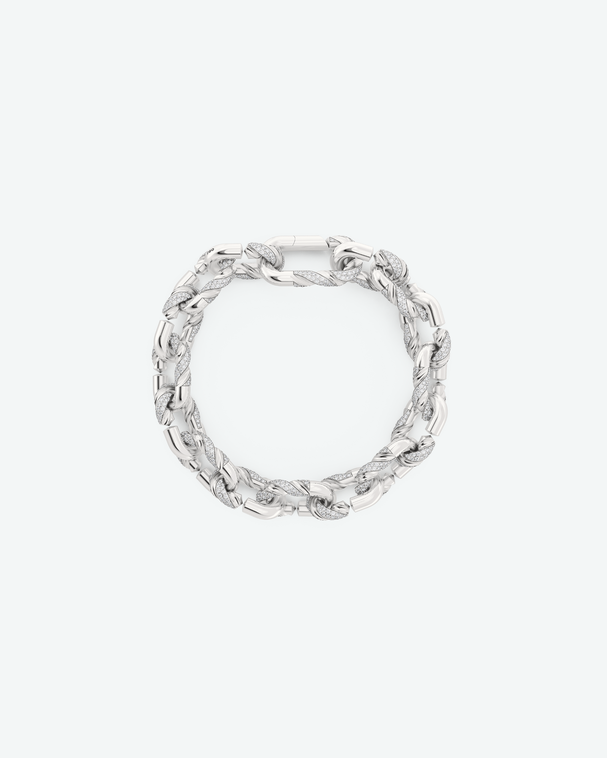 Machina Link Bracelet 4mm in White Gold with Diamonds