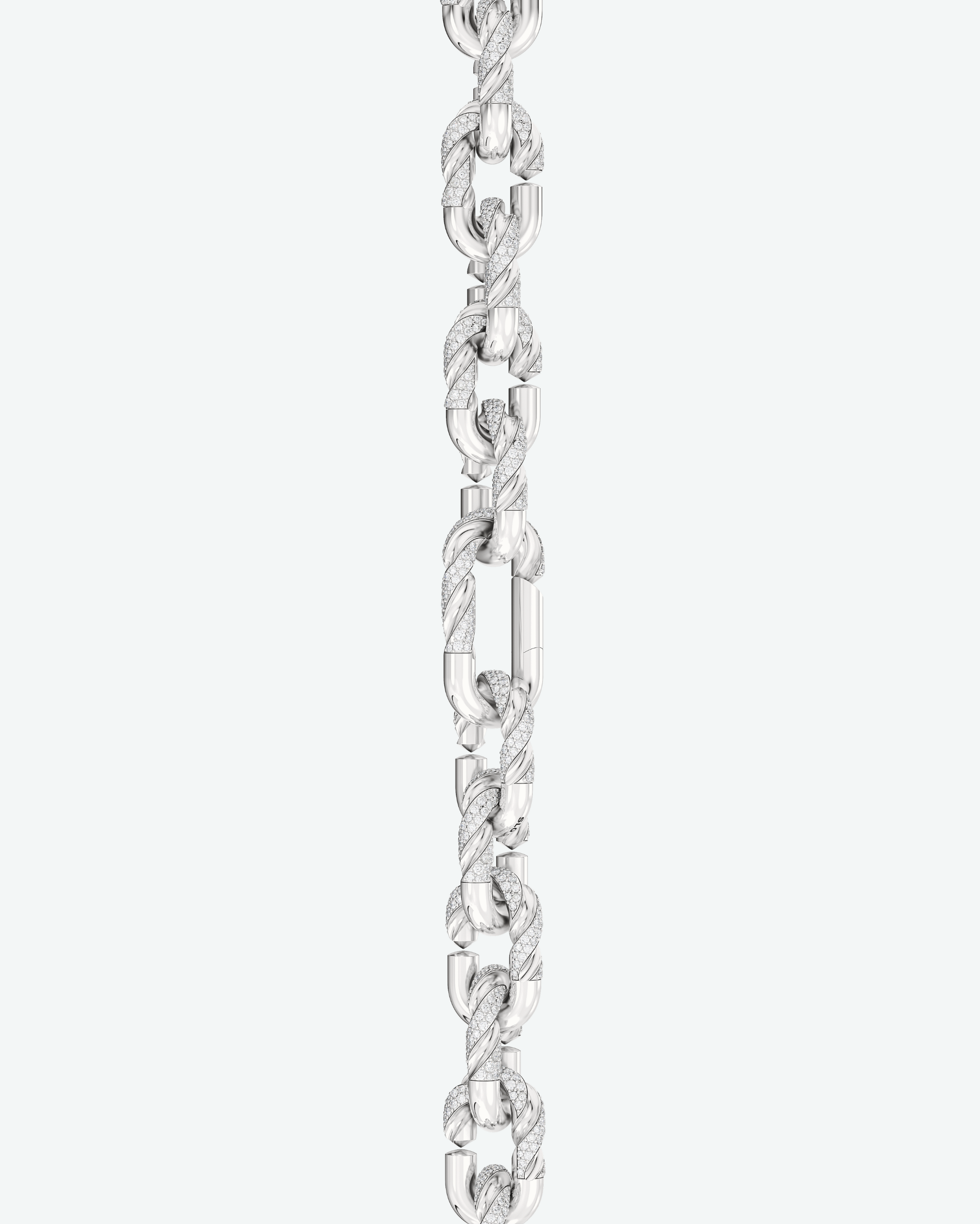Machina Link Bracelet 4mm in White Gold with Diamonds