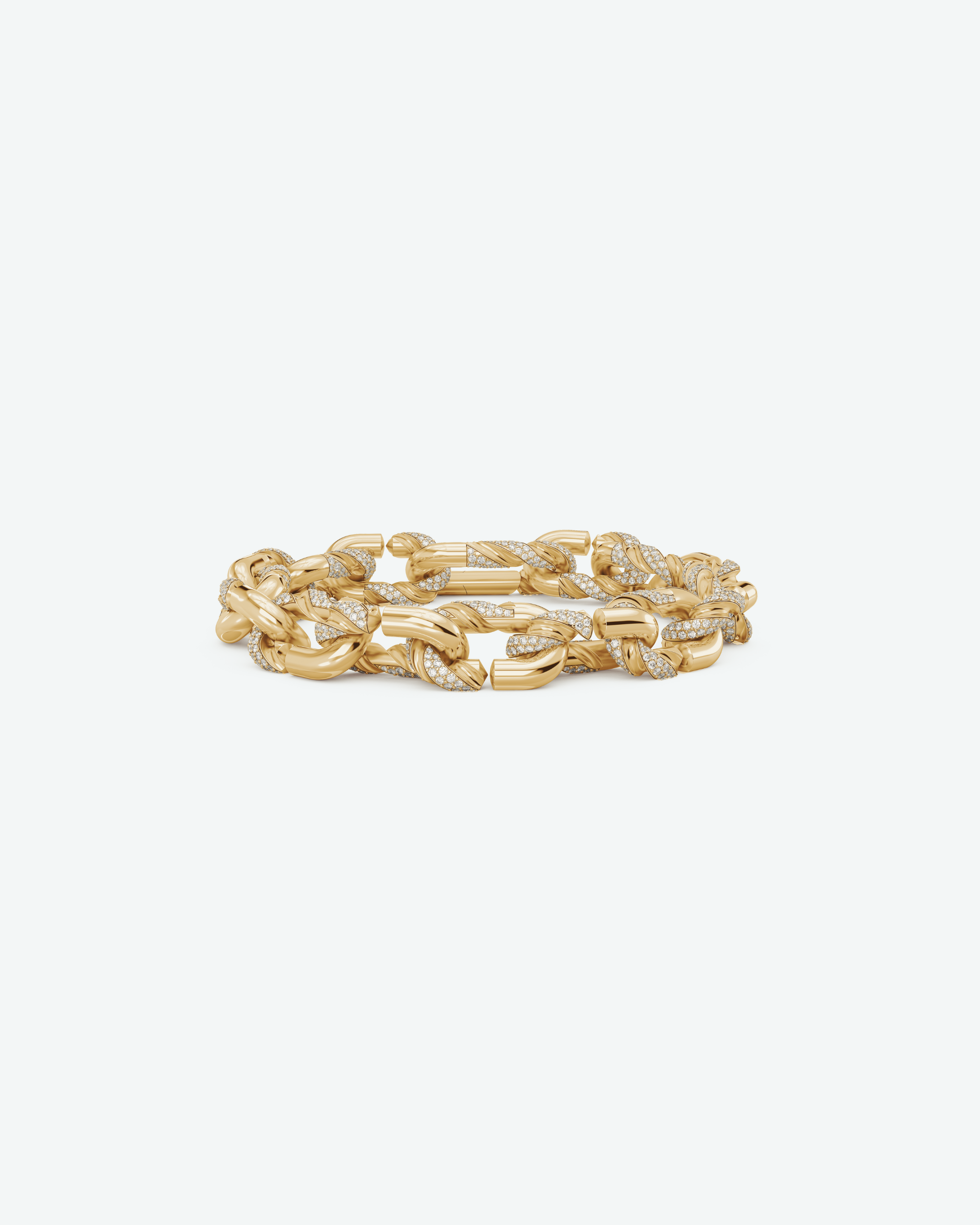 Machina Link Bracelet 4mm in Yellow Gold with Diamonds