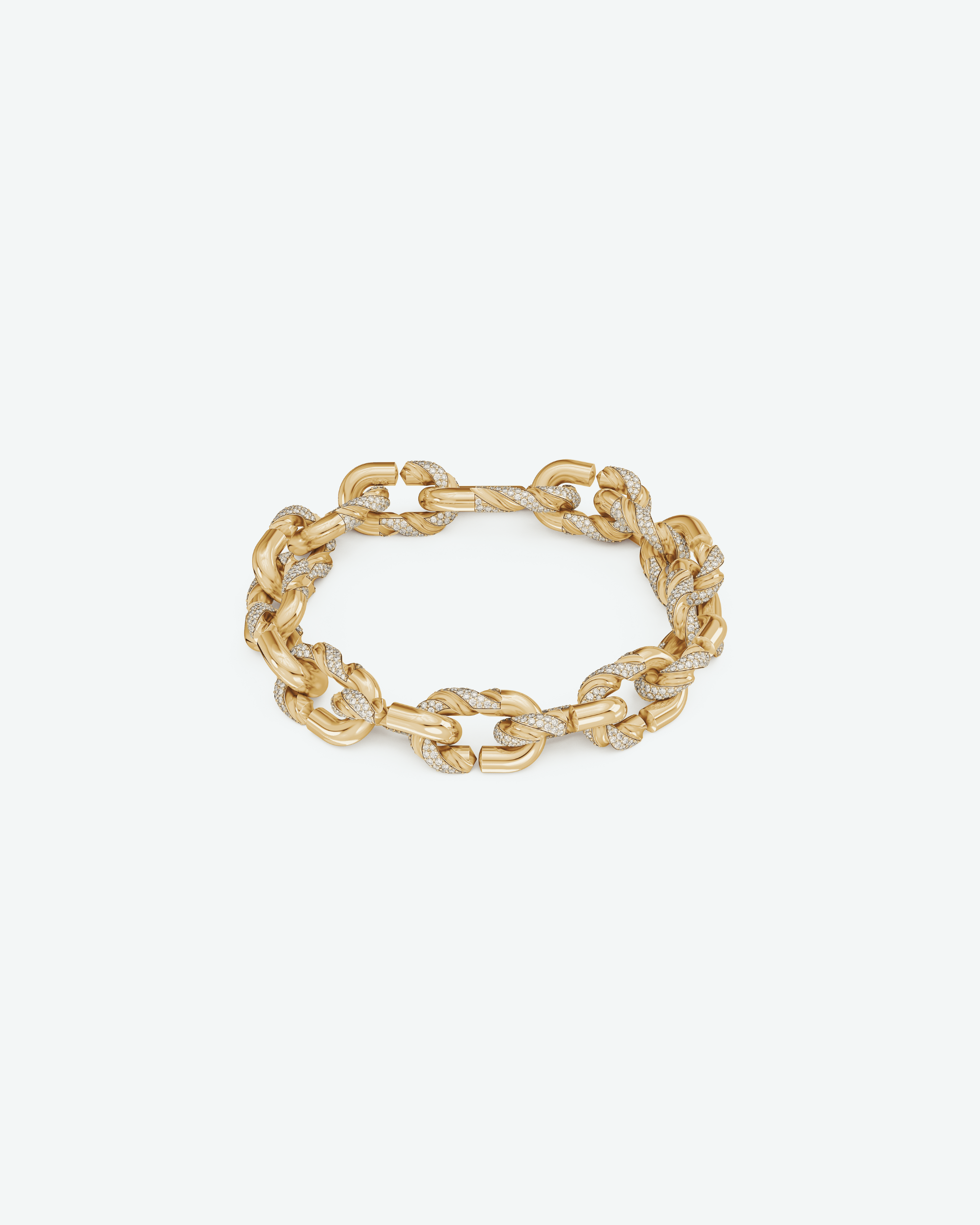 Machina Link Bracelet 4mm in Yellow Gold with Diamonds