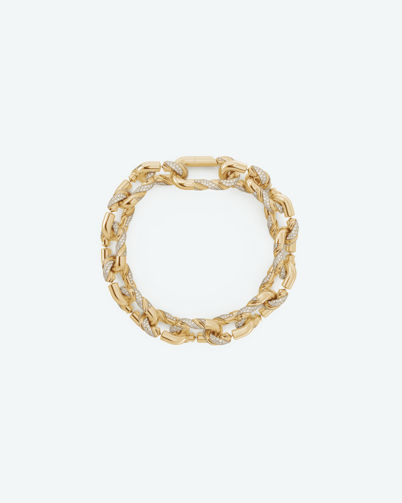 Machina Link Bracelet 4mm in Yellow Gold with Diamonds