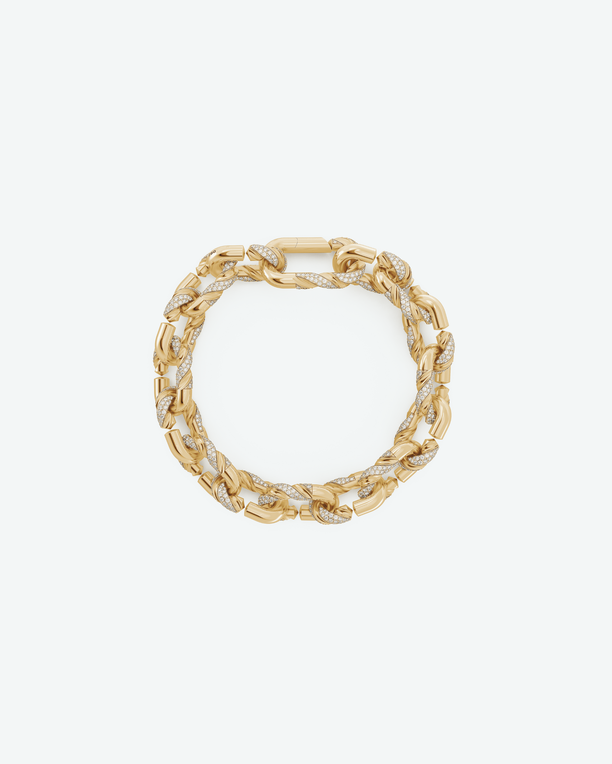 Machina Link Bracelet 4mm in Yellow Gold with Diamonds