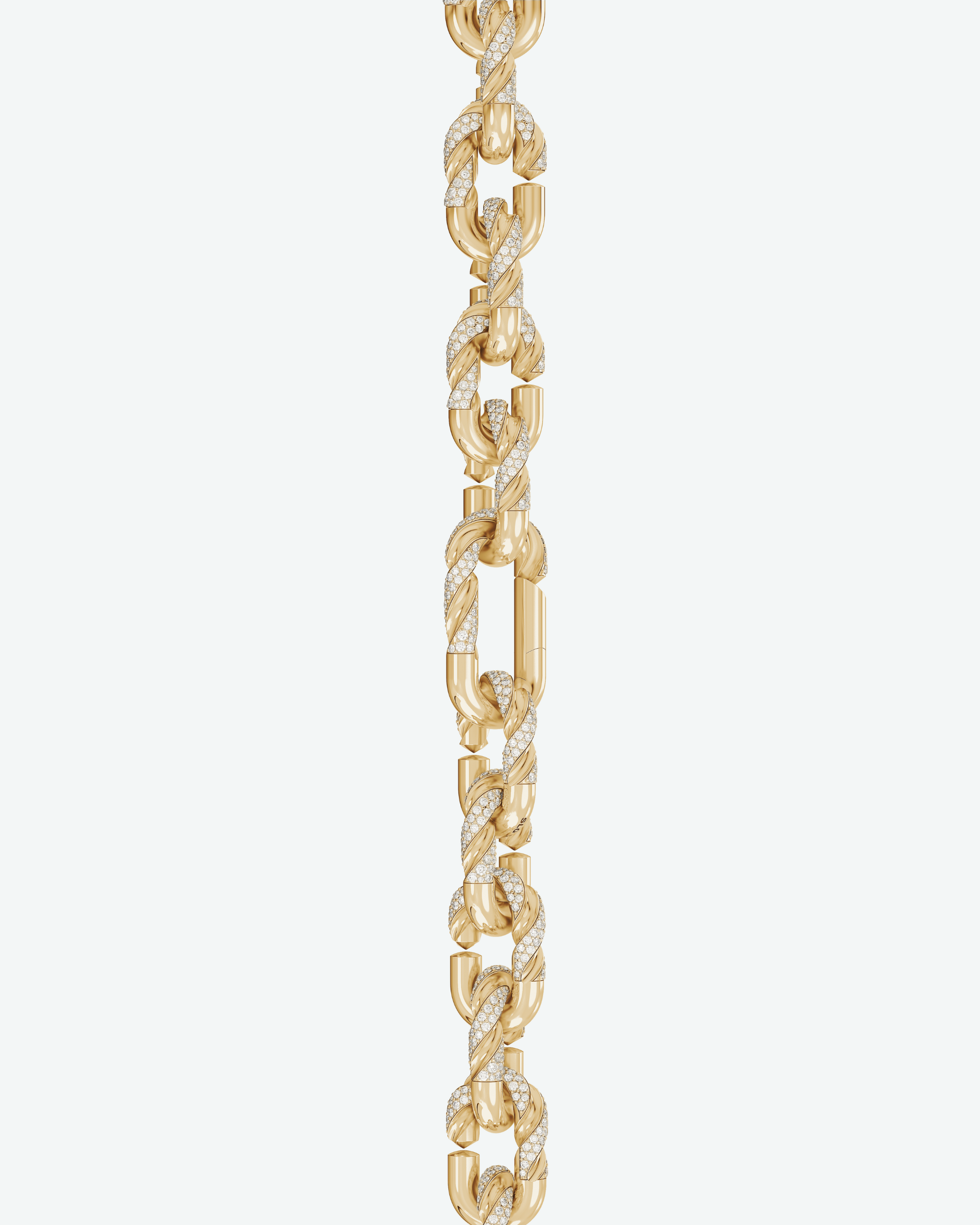 Machina Link Bracelet 4mm in Yellow Gold with Diamonds