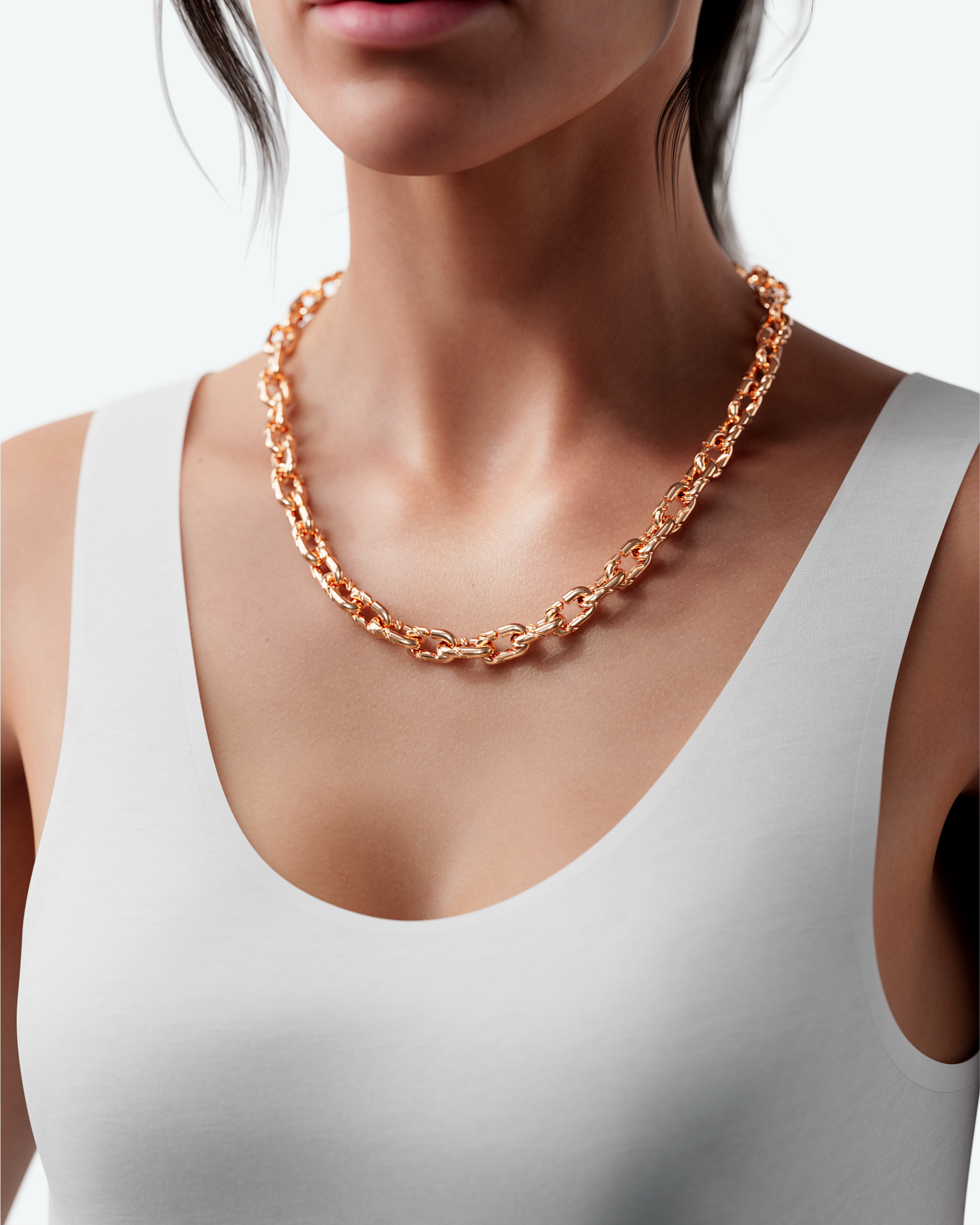 Machina Link Necklace 3mm in Rose Gold