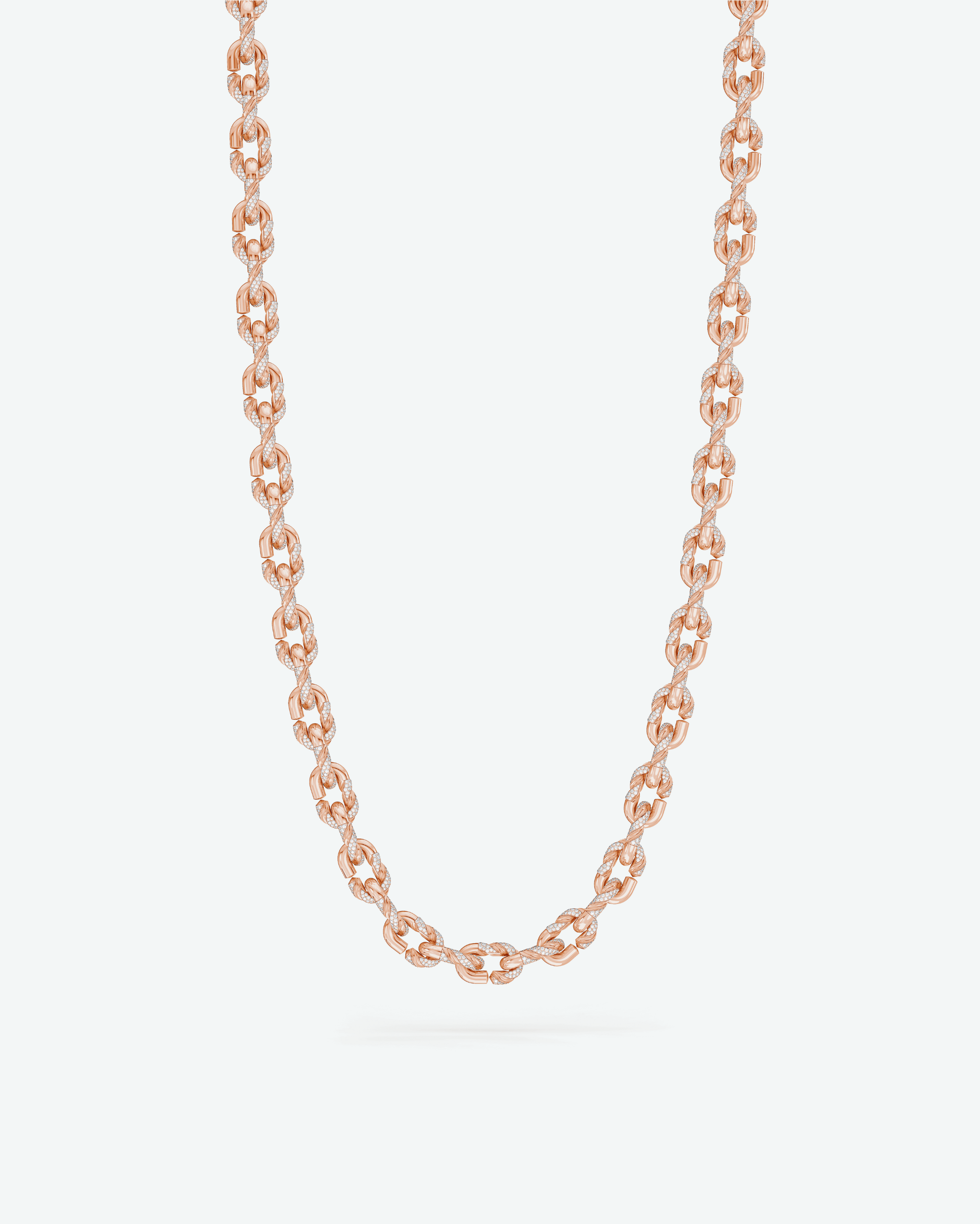 Machina Link Necklace 3mm in Rose Gold with Diamonds