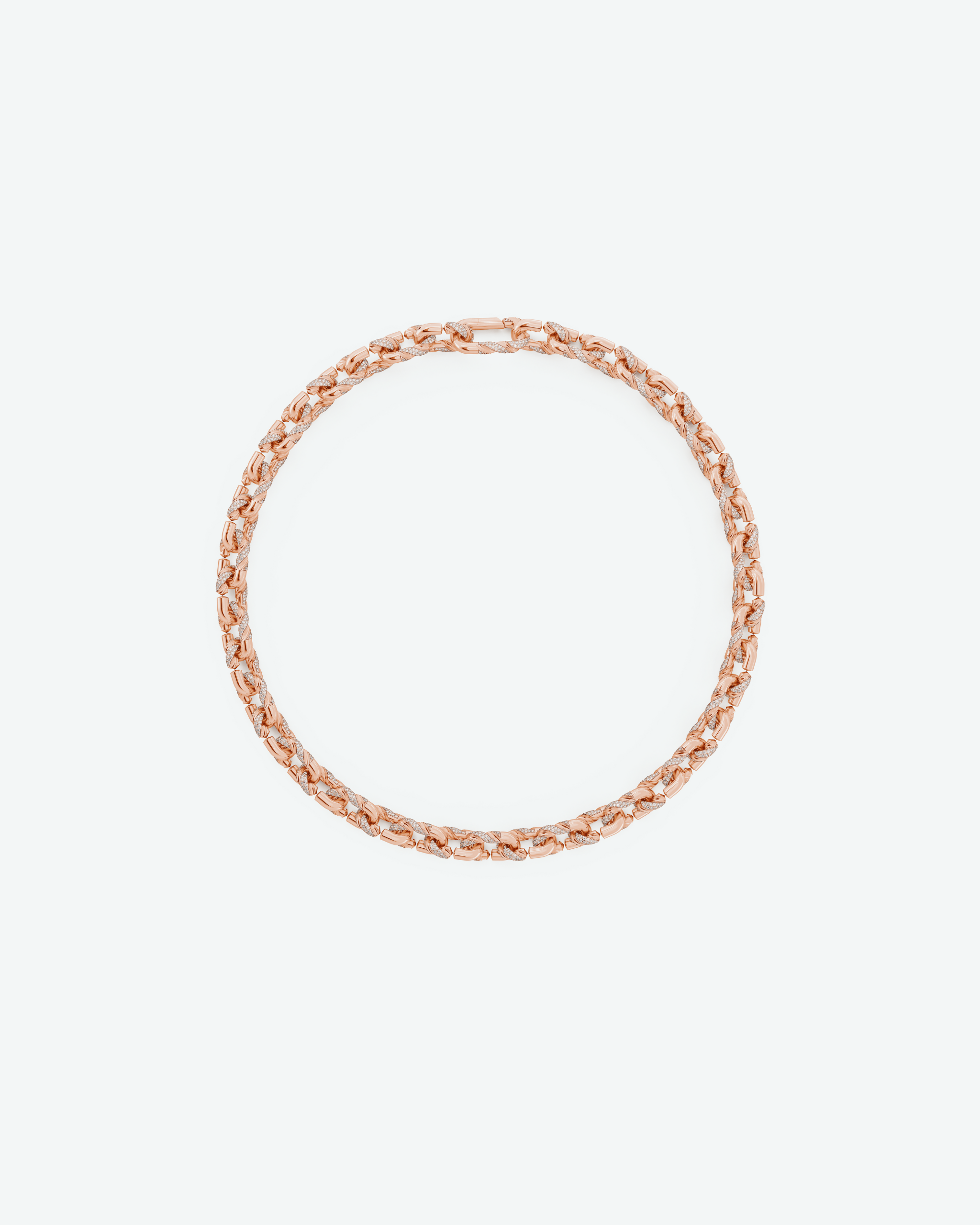 Machina Link Necklace 3mm in Rose Gold with Diamonds