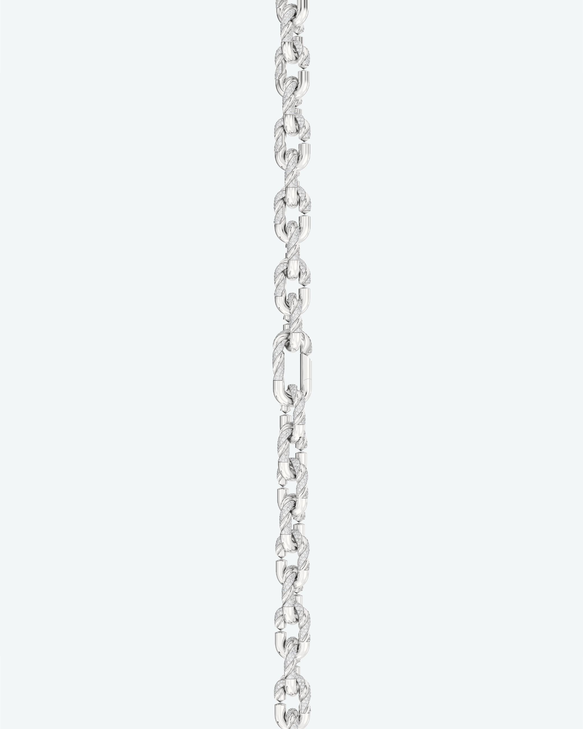 Machina Link Necklace 3mm in White Gold with Diamonds