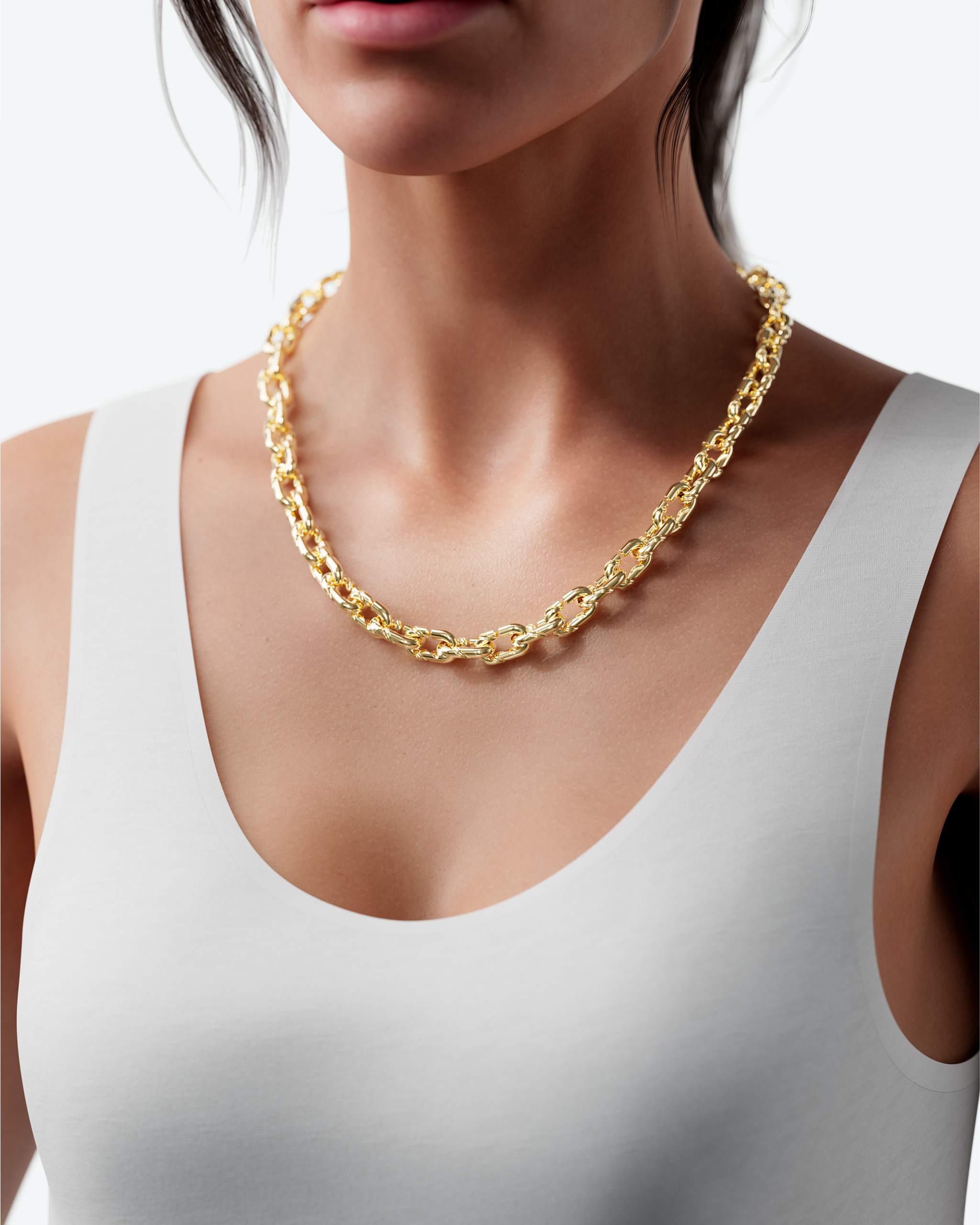 Machina Link Necklace 3mm in Yellow Gold