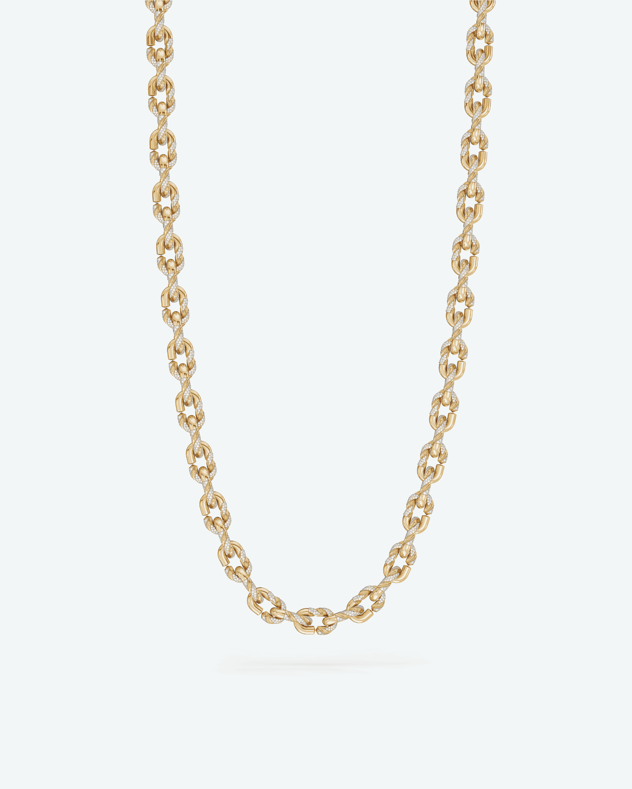 Machina Link Necklace 3mm in Yellow Gold with Diamonds