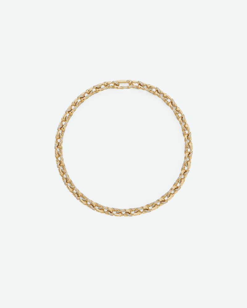 Machina Link Necklace 3mm in Yellow Gold with Diamonds