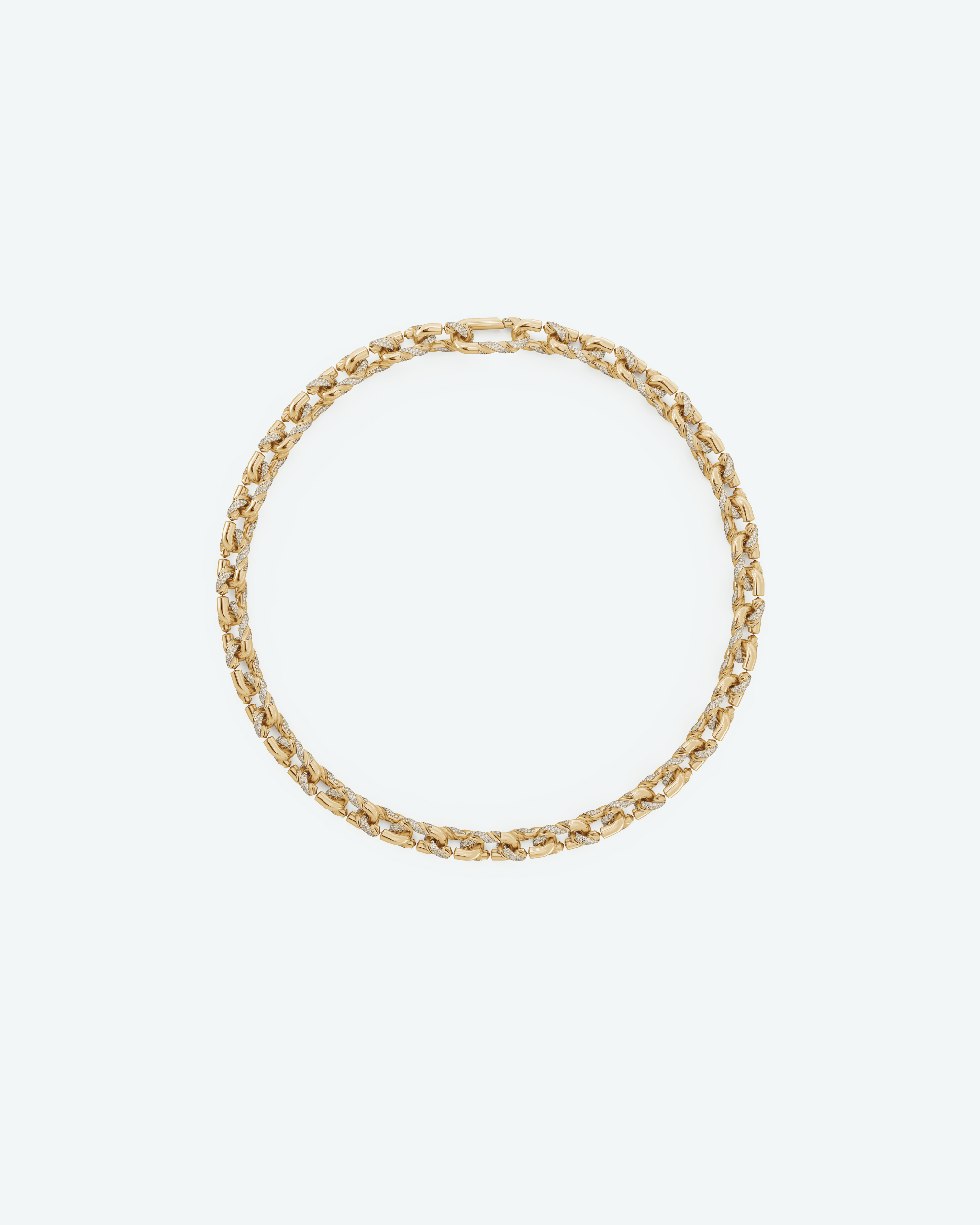 Machina Link Necklace 3mm in Yellow Gold with Diamonds