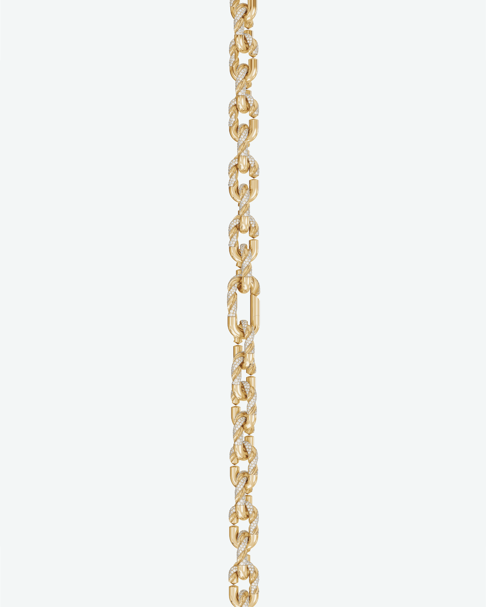 Machina Link Necklace 3mm in Yellow Gold with Diamonds