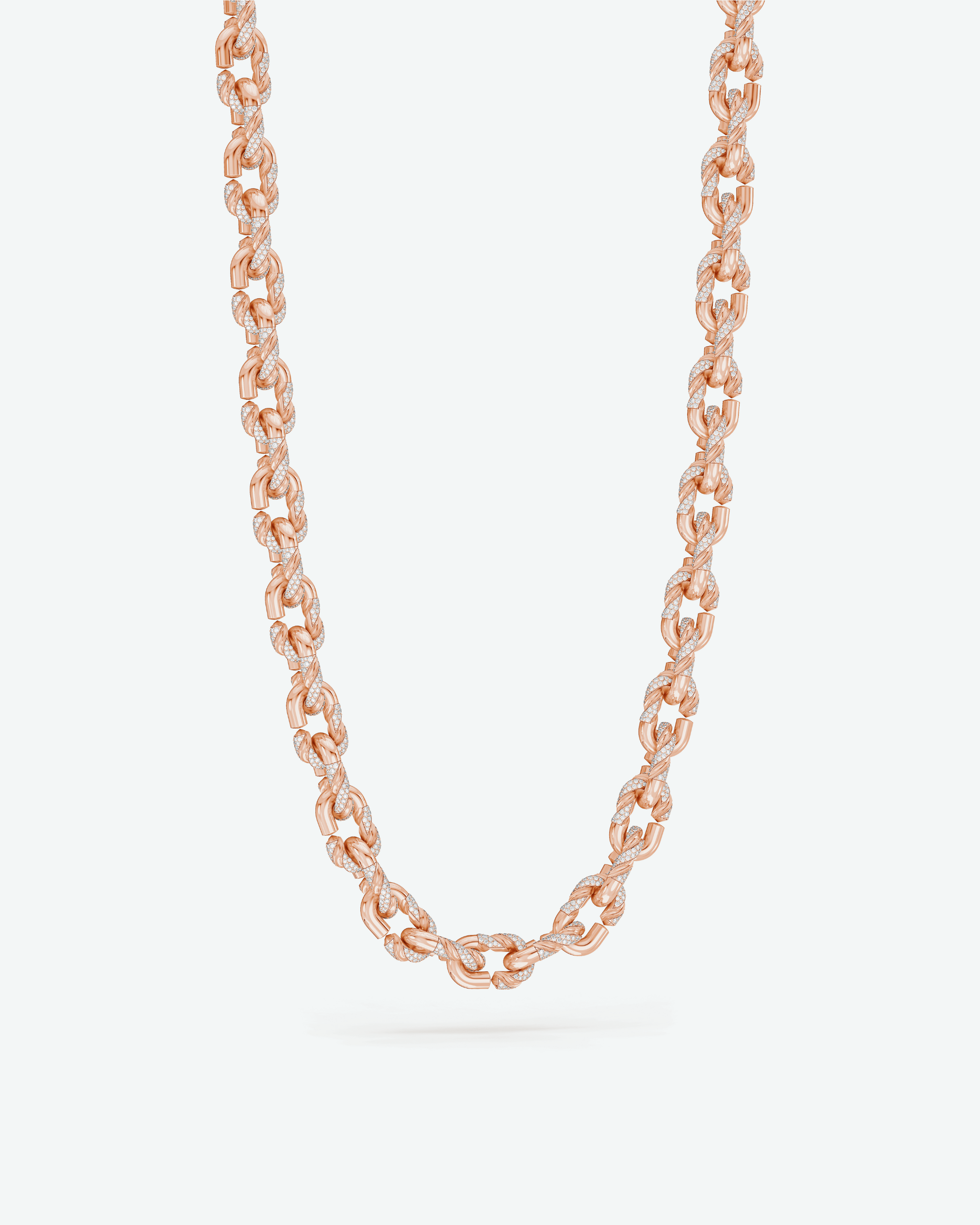 Machina Link Necklace 4mm in Rose Gold with Diamonds