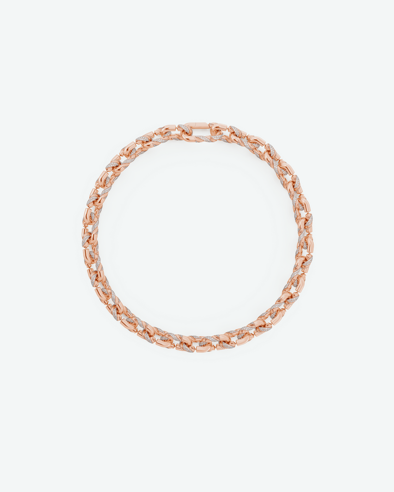 Machina Link Necklace 4mm in Rose Gold with Diamonds