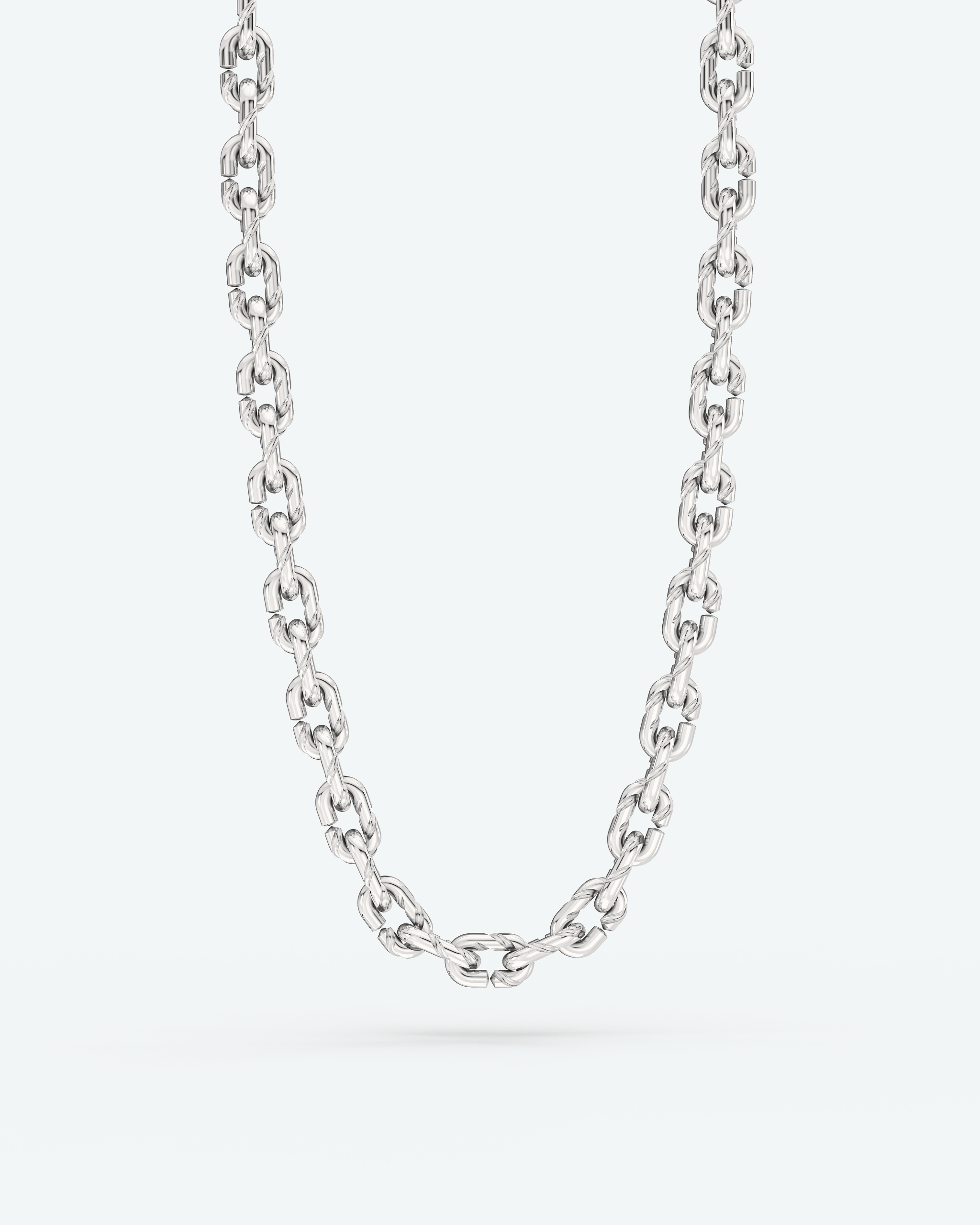 Machina Link Necklace 4mm in White Gold