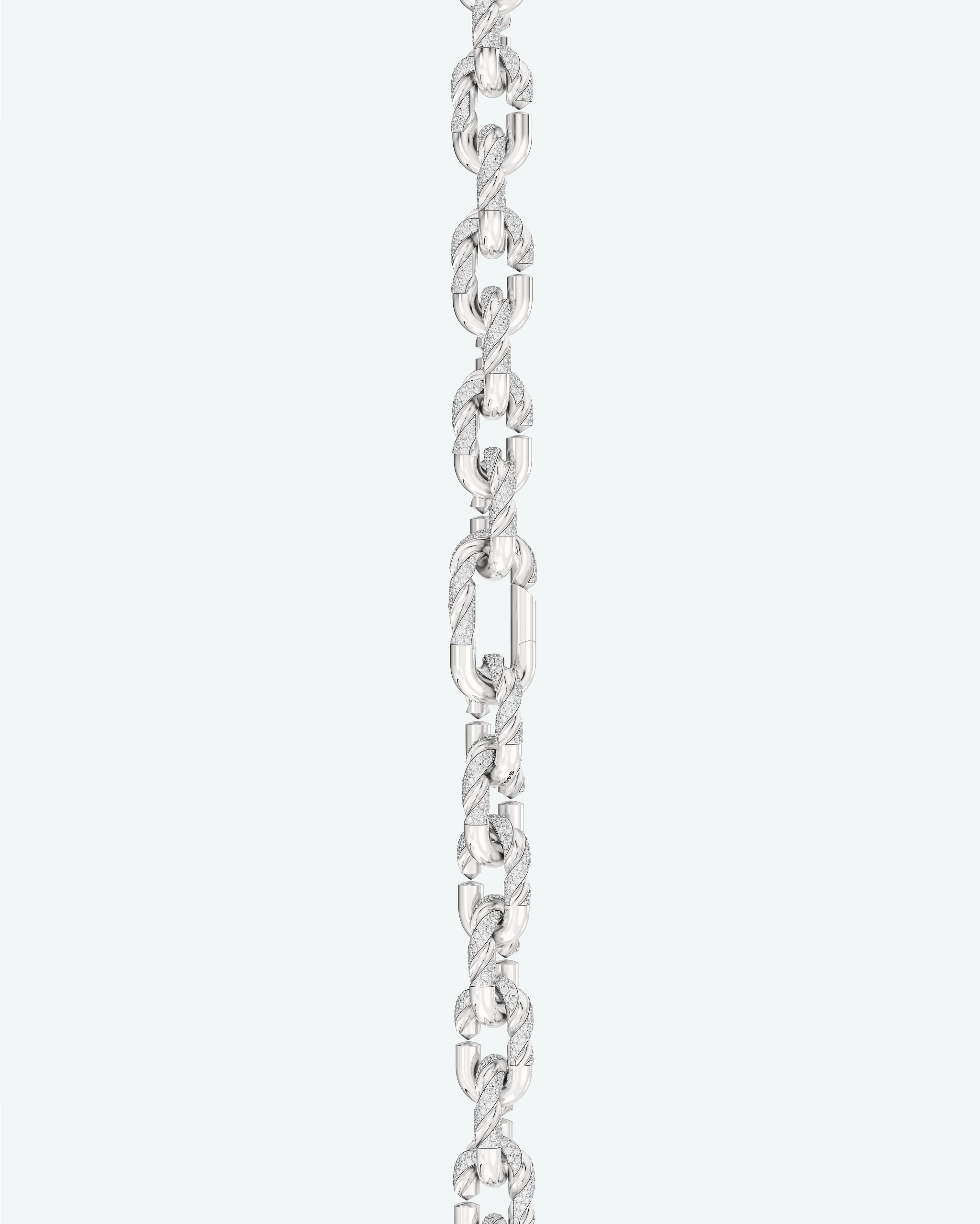 Machina Link Necklace 4mm in White Gold with Diamonds