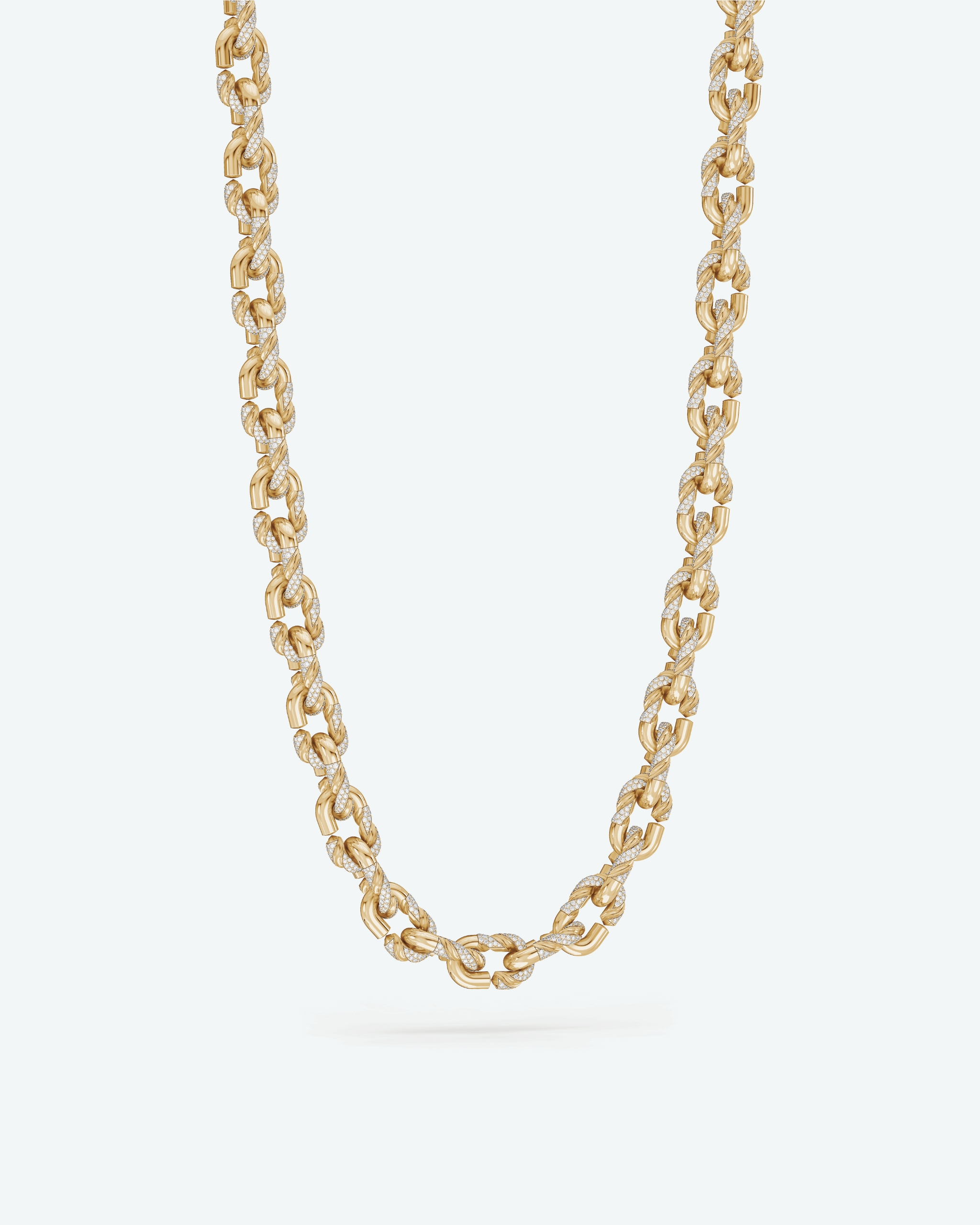 Machina Link Necklace 4mm in Yellow Gold with Diamonds