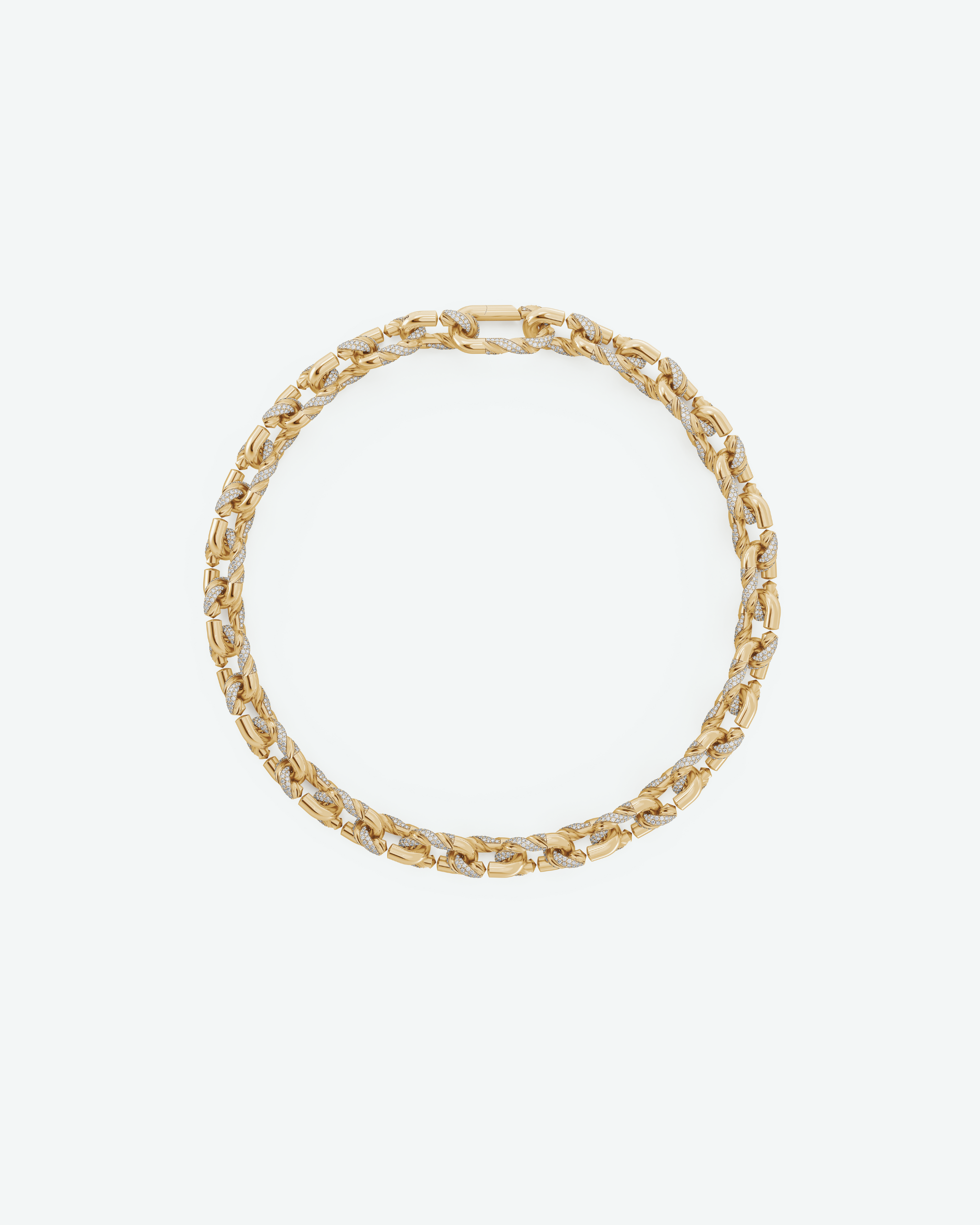 Machina Link Necklace 4mm in Yellow Gold with Diamonds