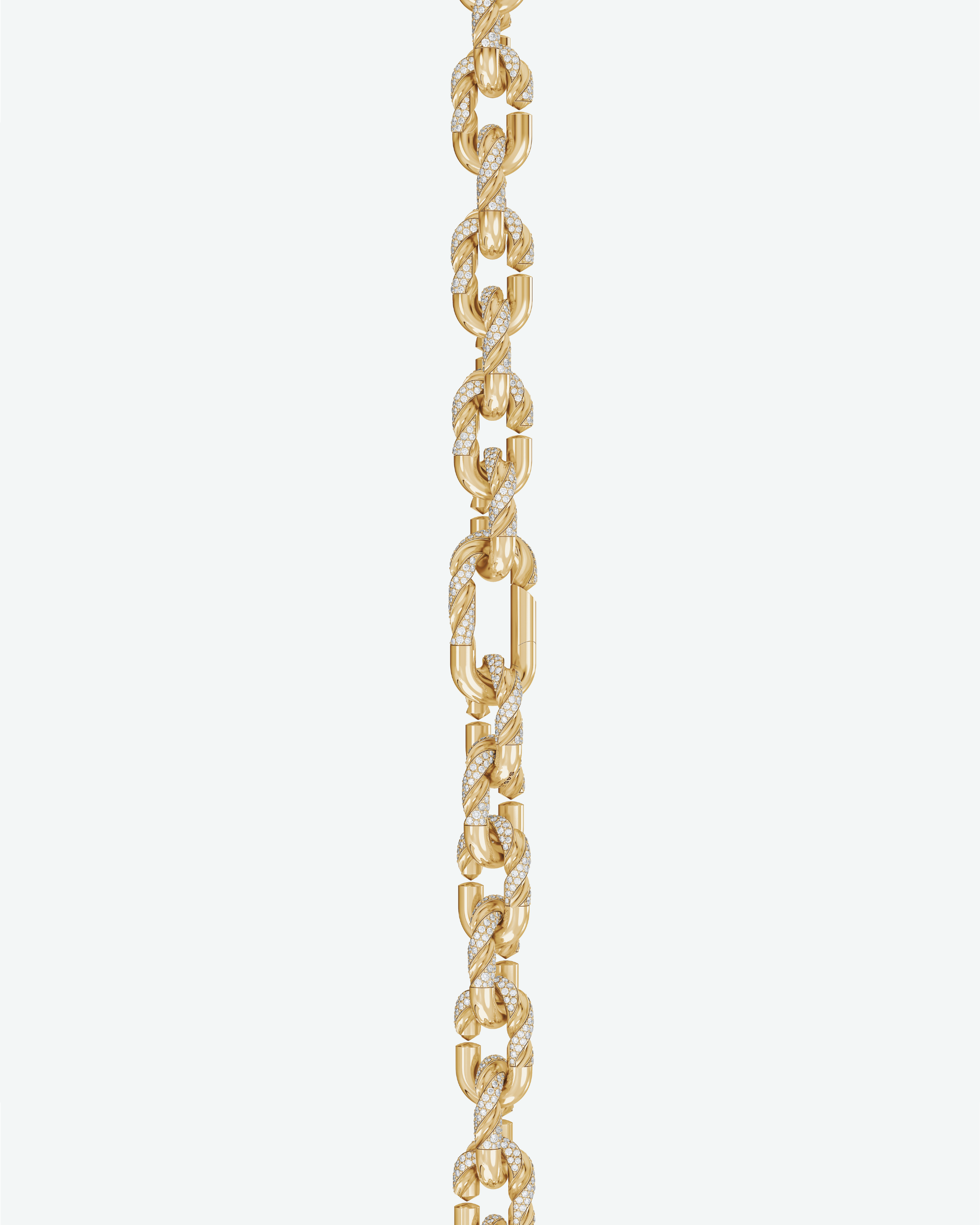 Machina Link Necklace 4mm in Yellow Gold with Diamonds
