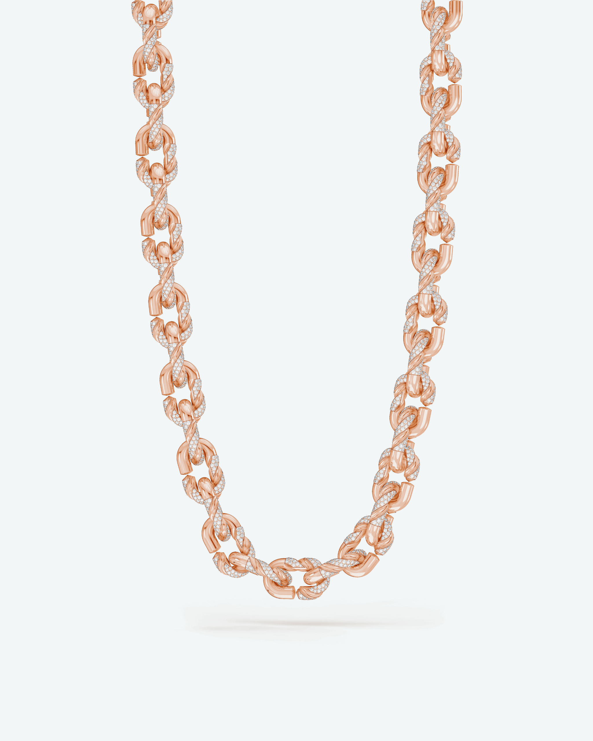 Machina Link Necklace 5mm in Rose Gold with Diamonds