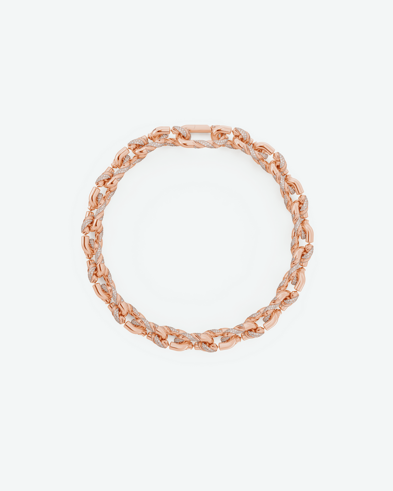 Machina Link Necklace 5mm in Rose Gold with Diamonds