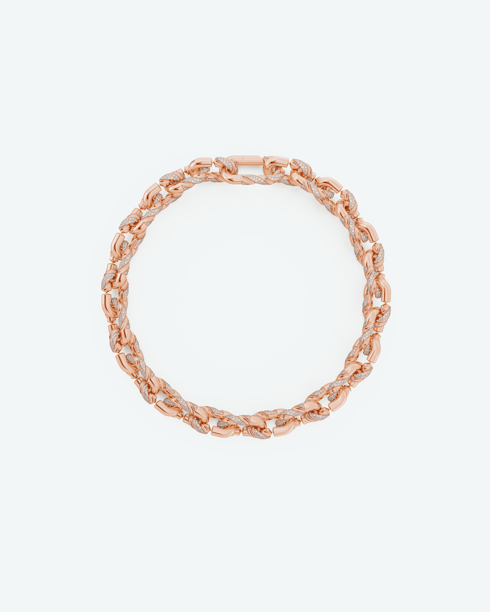 Machina Link Necklace 5mm in Rose Gold with Diamonds