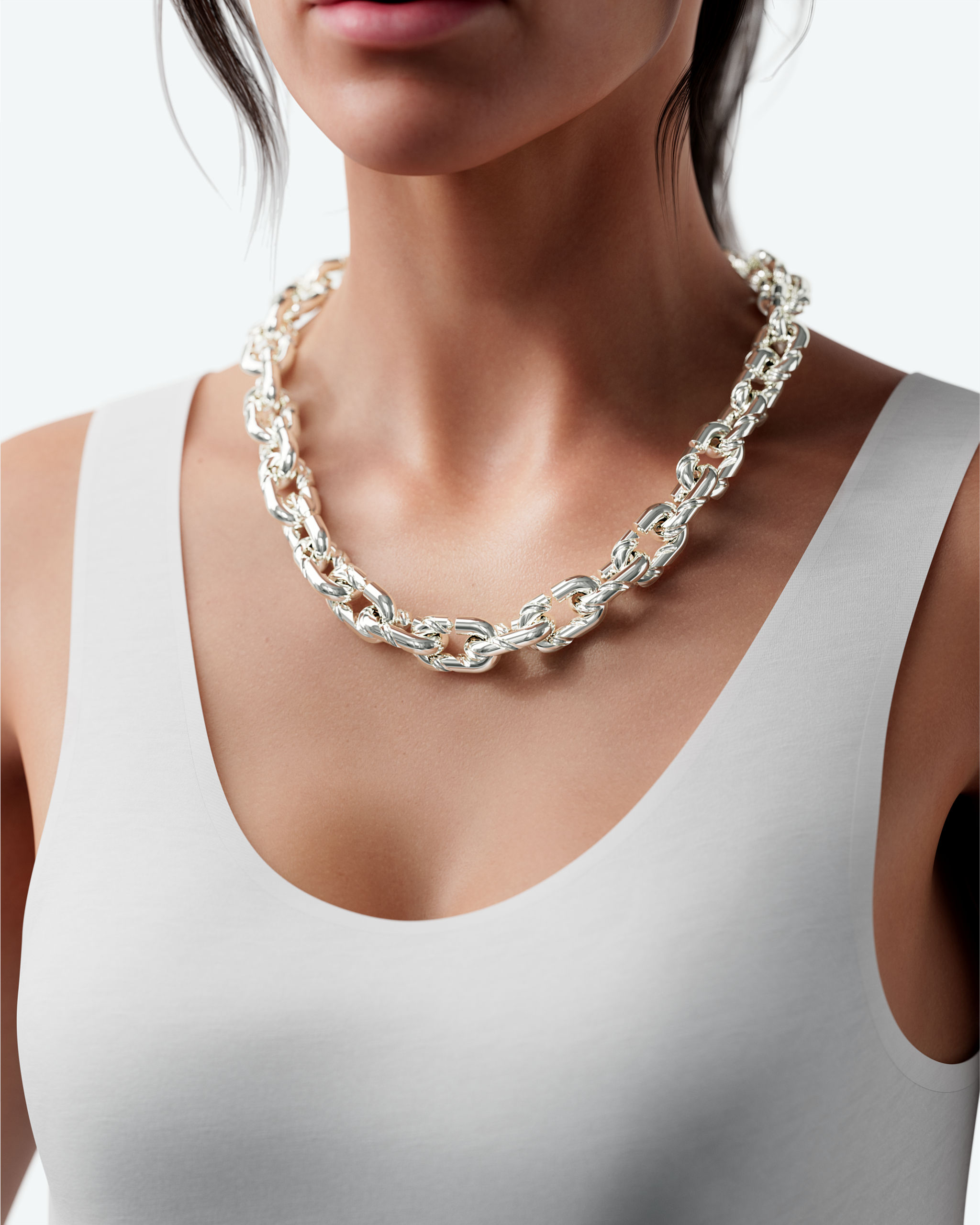 Machina Link Necklace 5mm in White Gold