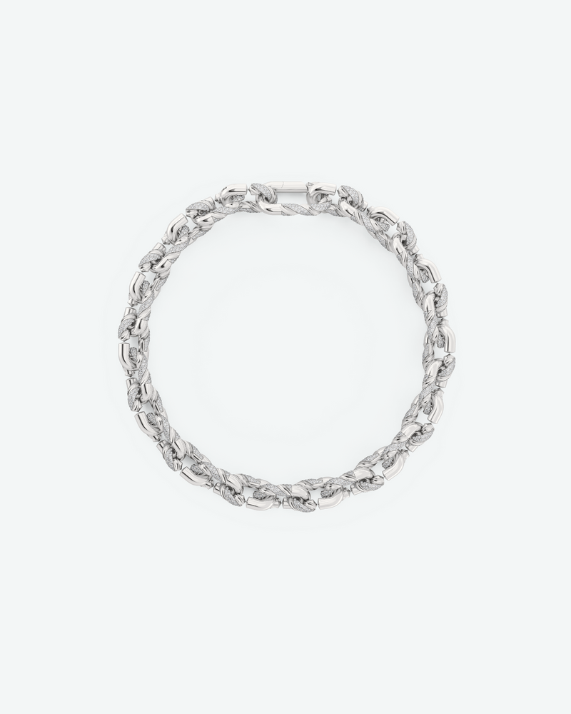Machina Link Necklace 5mm in White Gold with Diamonds