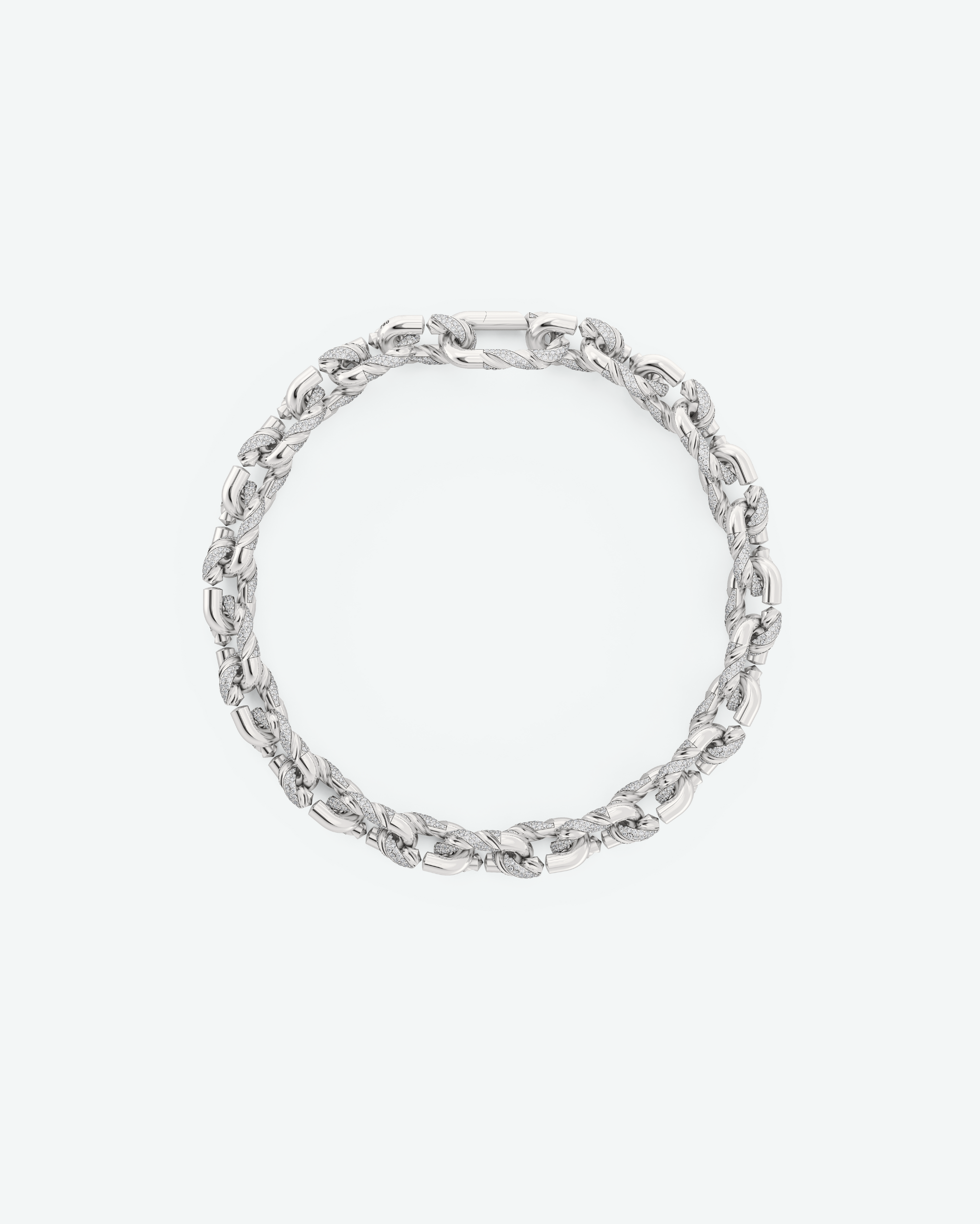 Machina Link Necklace 5mm in White Gold with Diamonds