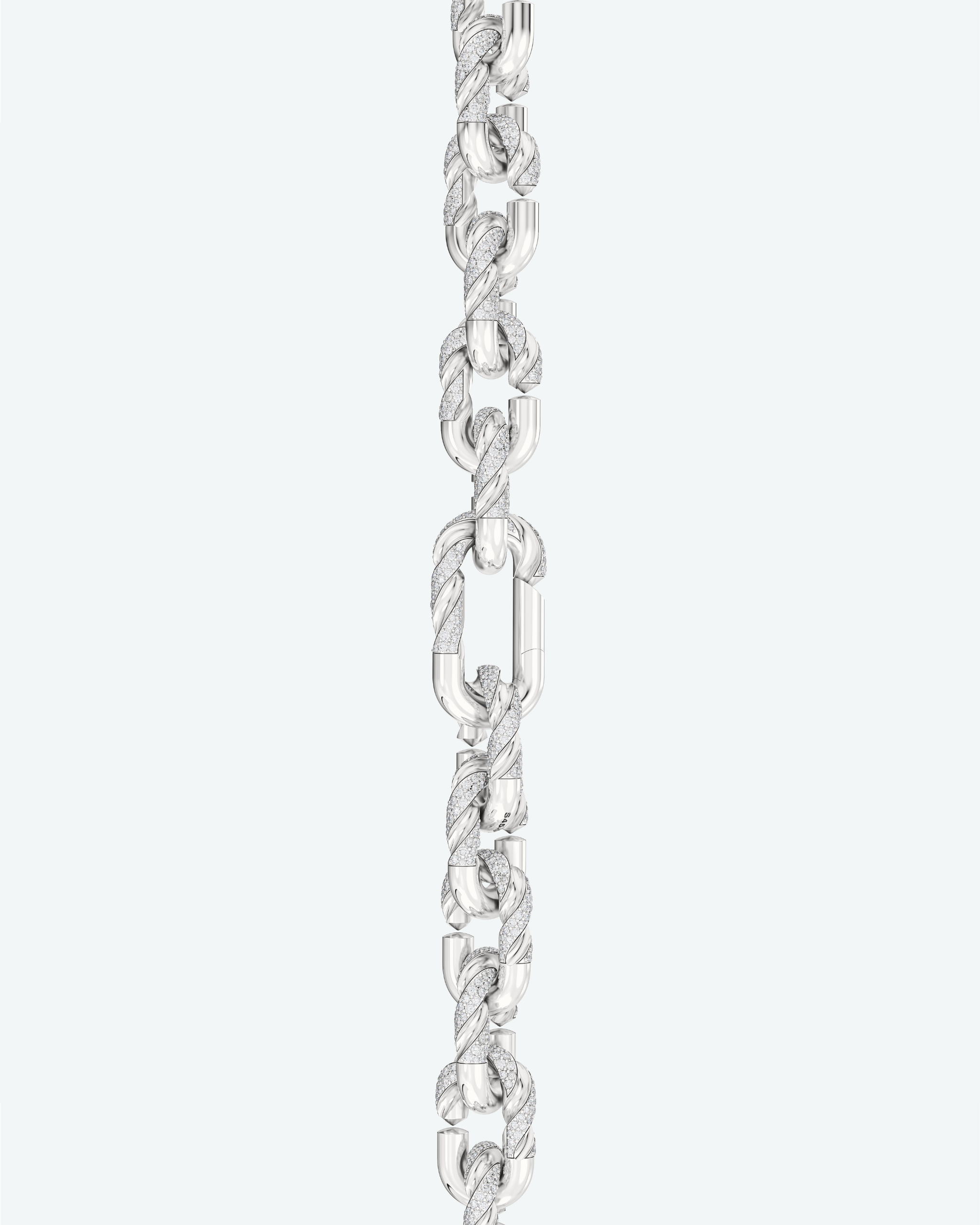 Machina Link Necklace 5mm in White Gold with Diamonds