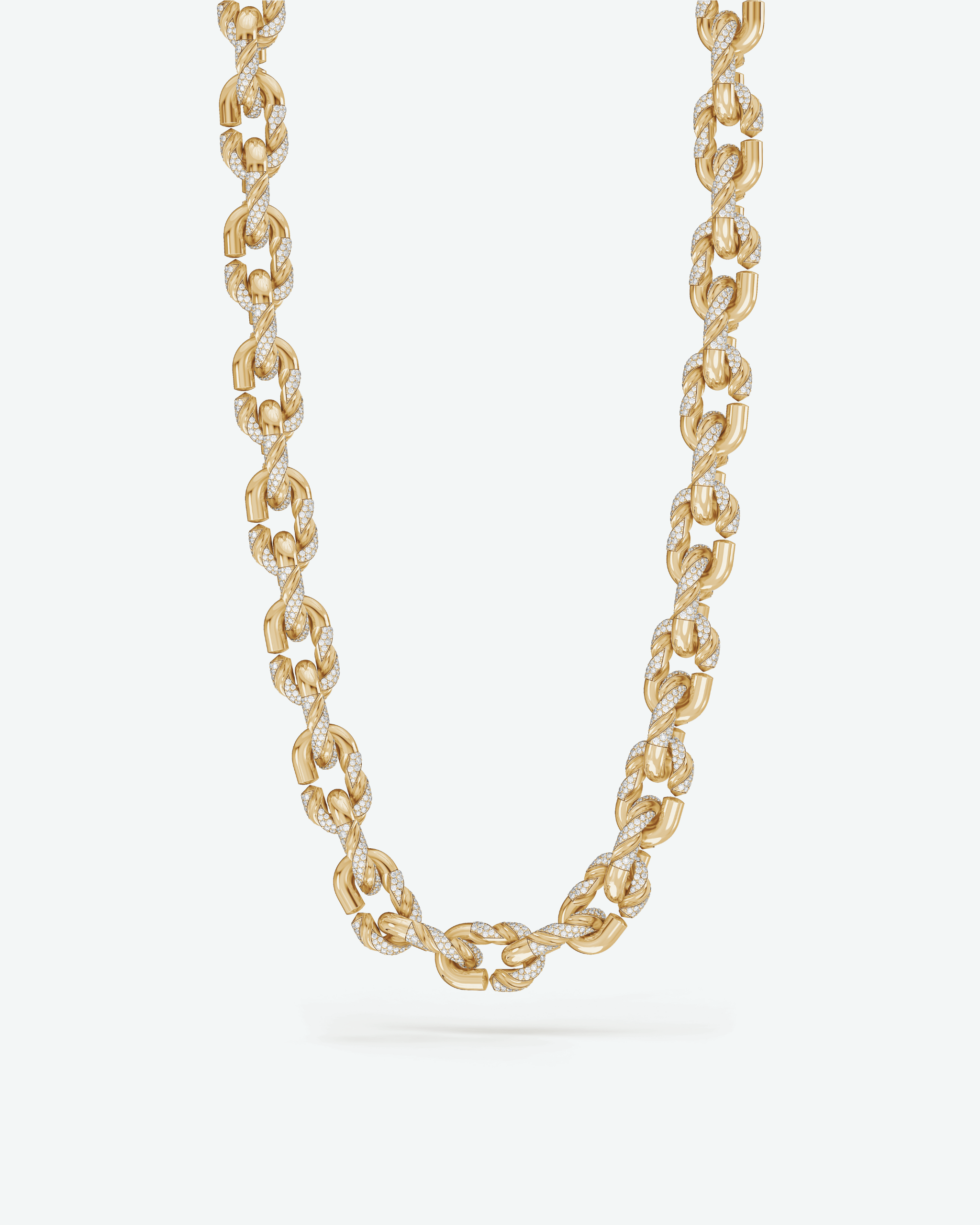 Machina Link Necklace 5mm in Yellow Gold with Diamonds