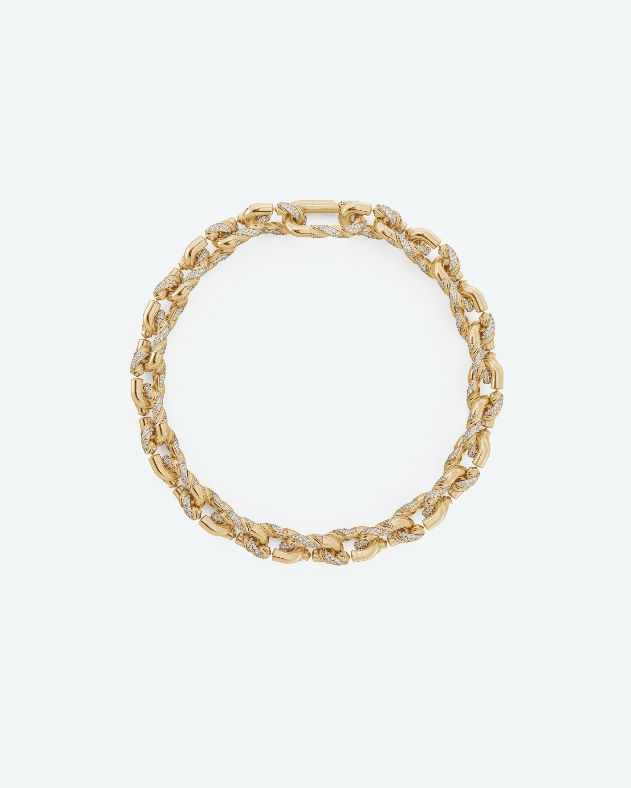 Machina Link Necklace 5mm in Yellow Gold with Diamonds