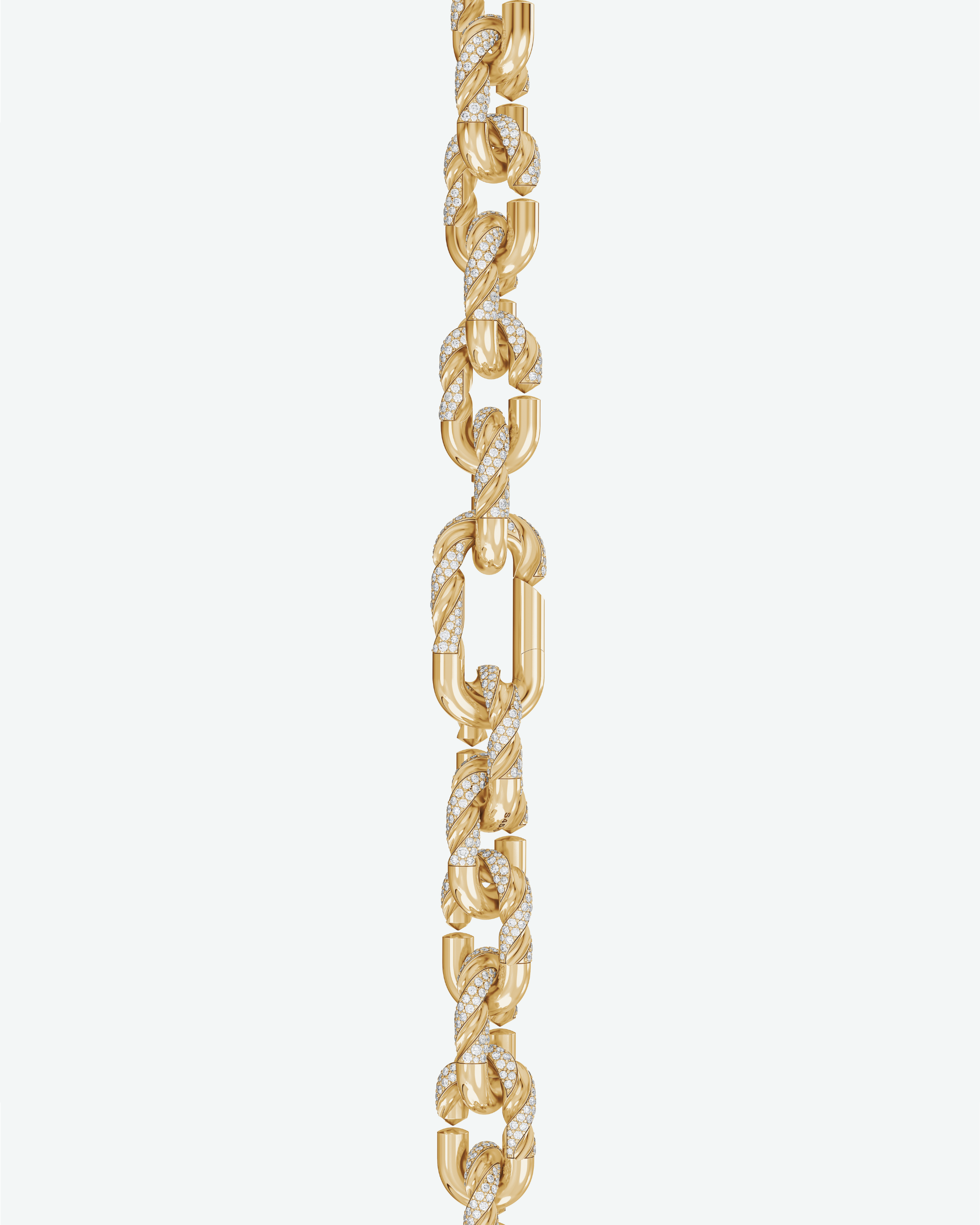 Machina Link Necklace 5mm in Yellow Gold with Diamonds